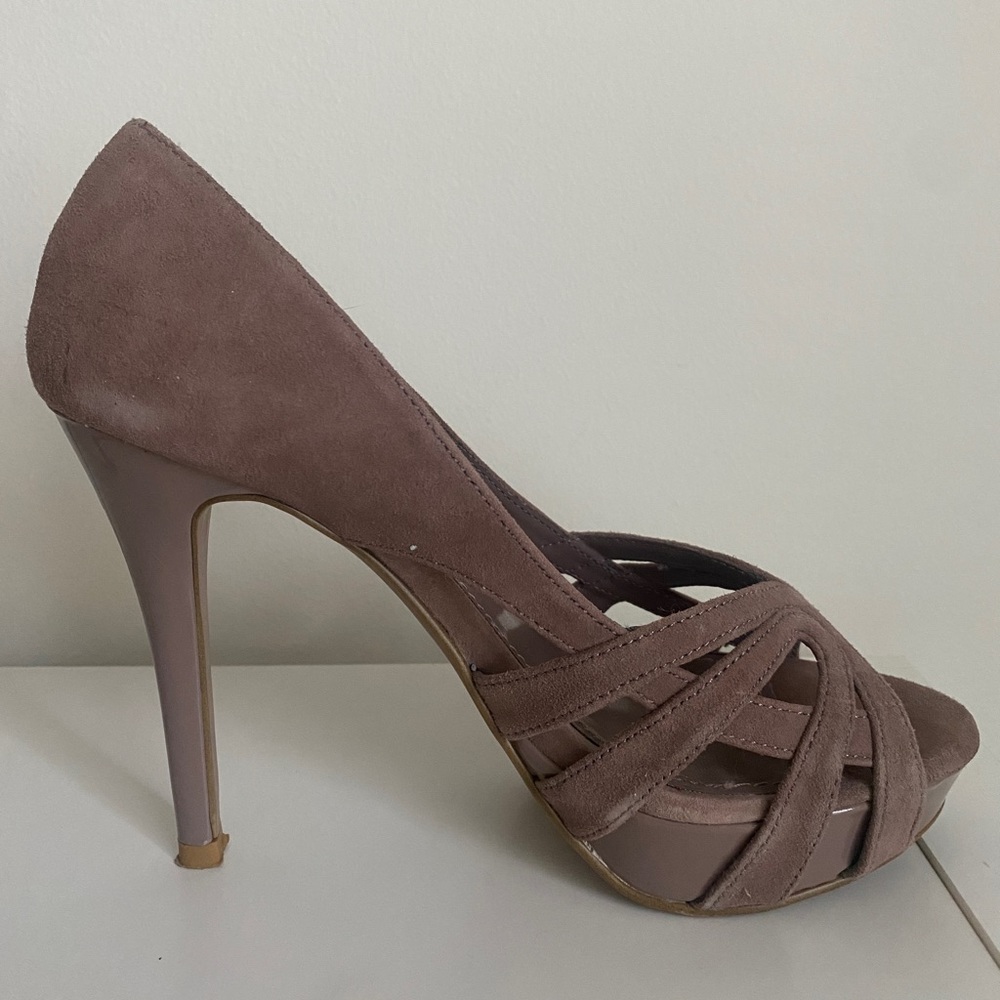 Steve Madden Loyyall Peep Toe Ultra High Heels Size 6.5 Blush Party Sexy Y2K - Picture 4 of 12